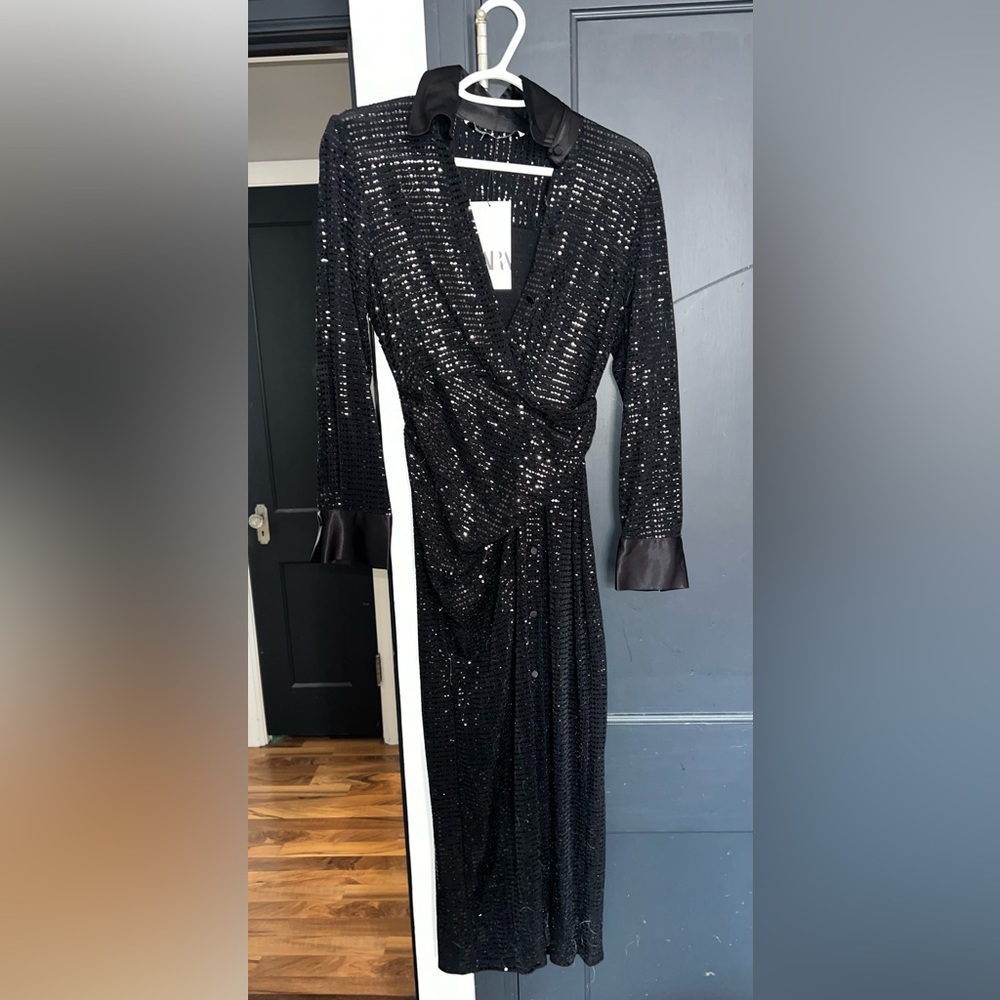 Zara XS Black Sequins Dress